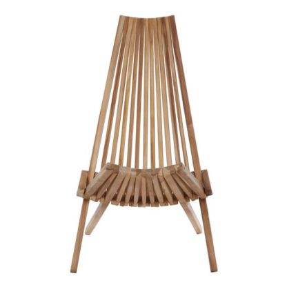 An Image of Hunor Teak Wooden Lounge Chair In Natural Finish