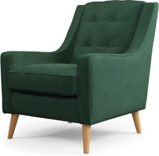 An Image of Content by Terence Conran Tobias, Armchair, Plush Hunter Green Velvet, Light Wood Leg