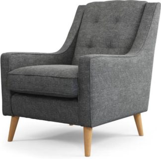 An Image of Content by Terence Conran Tobias, Armchair, Textured Weave Slate, Light Wood Leg