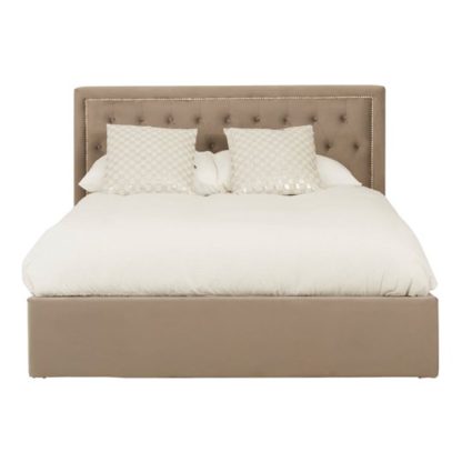 An Image of Edasich Ottoman Fabric King Size Bed In Beige