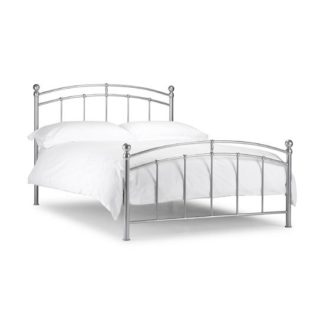 An Image of Chanties Metal Double Bed In Bright Aluminium Finish