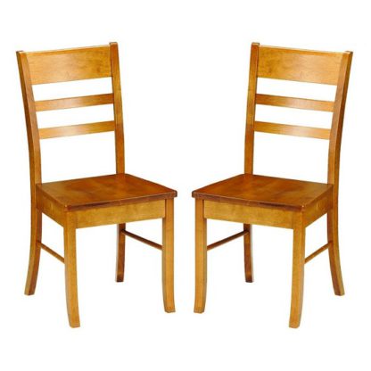 An Image of Elbeni Wooden Dining Chair In Honey Pine Lacquer In A Pair