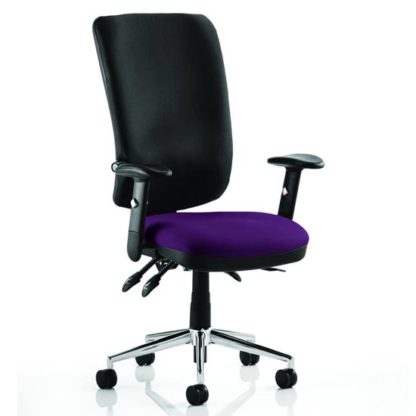 An Image of Chiro High Black Back Office Chair In Tansy Purple With Arms