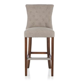 An Image of Marlon Bar Stool In Silver Fabric With Walnut Legs
