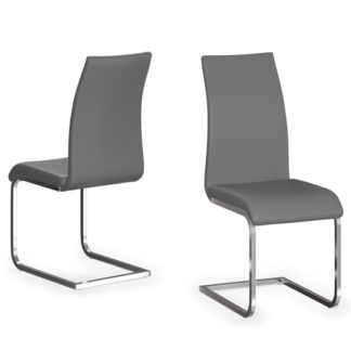 An Image of Paolo Grey Faux Leather Dining Chair In A Pair