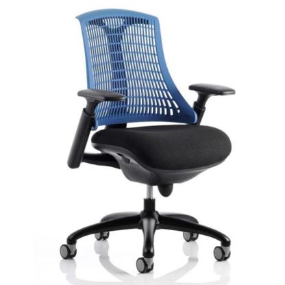 An Image of Flex Task Office Chair In Black Frame With Blue Back
