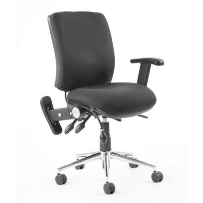 16a82076384205a18c33dd34f526f1bb54c8684fea6911886748b0f5cba414bf.jpg An Image of Chiro Fabric Medium Back Office Chair In Black With Folding Arms