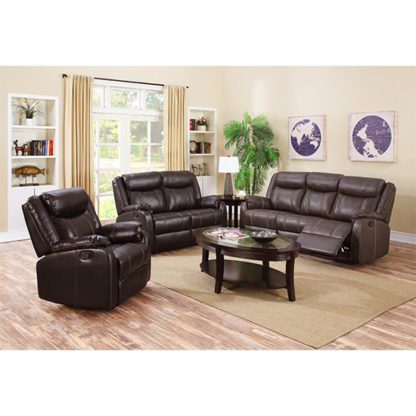 1716e79c14d58327e7f5c89aca758278a7c71931242800687177496d2c86abf1.jpg An Image of Leeds LeatherLux And PU Recliner Sofa Suite In Espresso