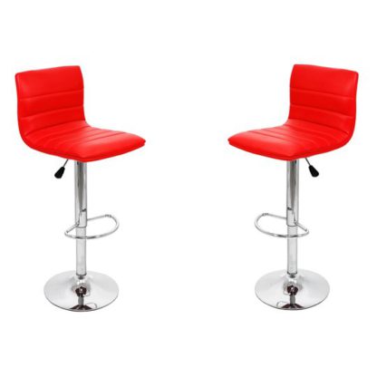 An Image of Ribble Red Leather Bar Stool In Pair