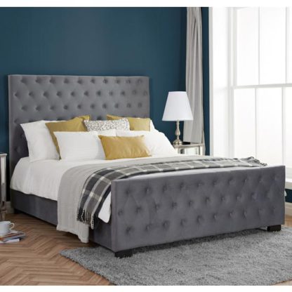 1737808e101c1d5e7747f84047838c47c955d61abb85e1598a0da9b91bfdf6fb.jpg An Image of Marquis Fabric Double Bed In Grey Velvet