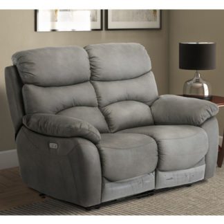 An Image of Layla Fabric Electric Recliner 2 Seater Sofa In Grey