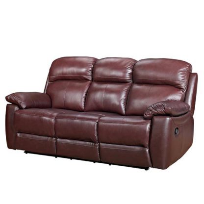 An Image of Aston Leather 3 Seater Recliner Sofa In Chestnut