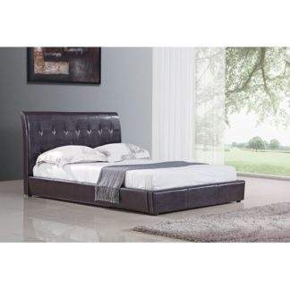 An Image of Seina Brown PU Faux Leather King Size Bed