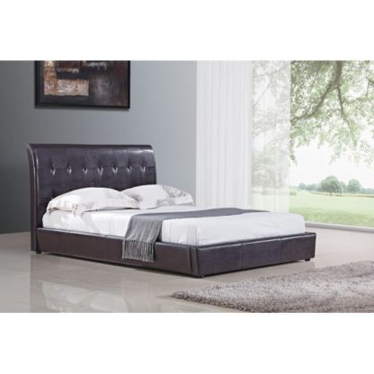 An Image of Seina Brown PU Faux Leather Double Bed