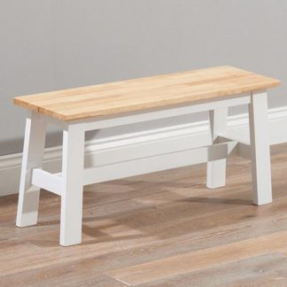 An Image of Antlia Wooden Small Dining Bench In Oak And White