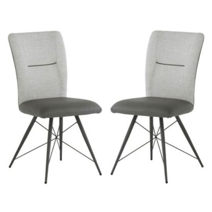 An Image of Amalfi Light Grey Fabric And Pu Leather Dining Chair In A Pair