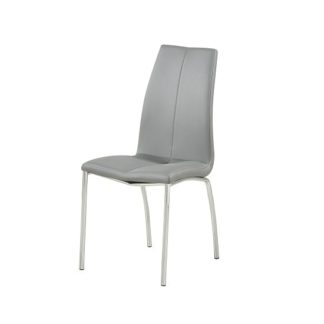 An Image of Opal Dining Chair In Grey Faux Leather With Chrome Base