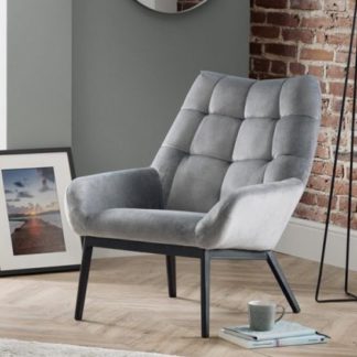 An Image of Lucerne Velvet Lounge Chaise Chair In Grey
