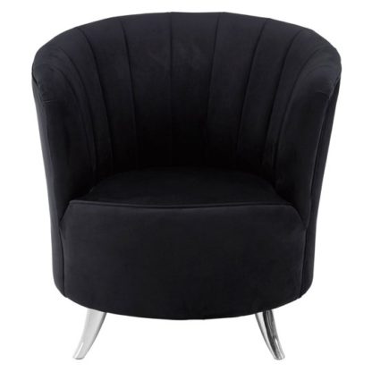 An Image of Grumium Black Velvet Tub Chair With Metal Legs In Silver