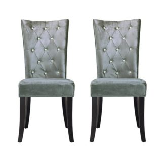 An Image of Belfast Dining Chair In Crushed Silver Velvet in A Pair
