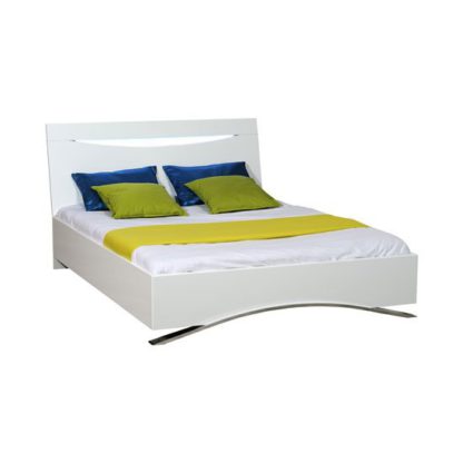 An Image of Caly Gloss White Finish Double Bed With Integrated Lighting
