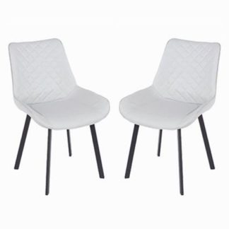 An Image of Arturo Grey PU Dining Chair In Pair With Metal Black Legs
