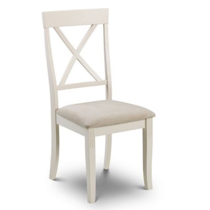 An Image of Cromley Wooden Dining Chair In Ivory Laquered Finish