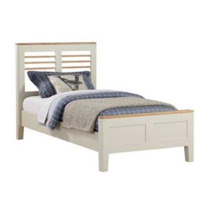 An Image of Trimble Wooden Single Bed In Spanish White Painted