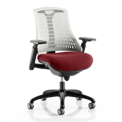 1a78ed0ad2924bf7407ec4f08e7c759f83d7baa697c8ebe1d003c4caae5896c2.jpg An Image of Flex Task White Back Office Chair With Ginseng Chilli Seat