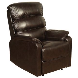 An Image of Cetia Leather Recliner Chair In Two Tone Dark Brown