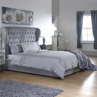 An Image of Toups Fabric Ottoman Storage Double Bed In Platinum