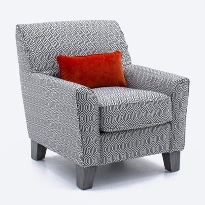 An Image of Barresi Fabric Accent Chair In Graphite With Wooden Legs