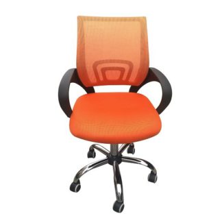 An Image of Regan Home Office Chair In Orange With Mesh Back And Chrome Base