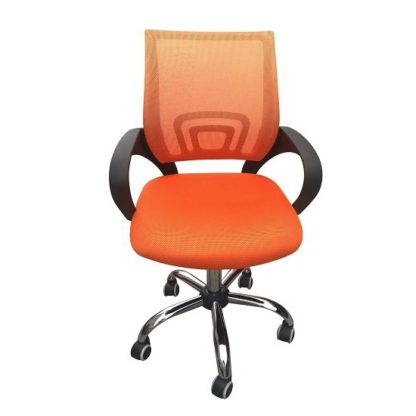 An Image of Regan Home Office Chair In Orange With Mesh Back And Chrome Base