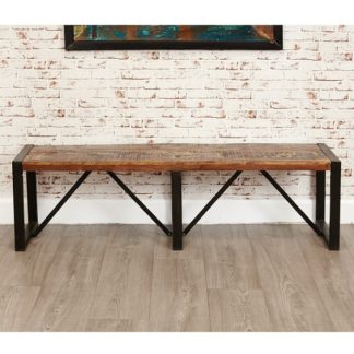 An Image of London Urban Chic Wooden Large Dining Bench With Steel Base