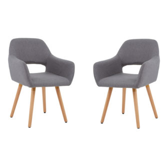 An Image of Porrima Grey Dining Chair With Wooden Legs In Pair