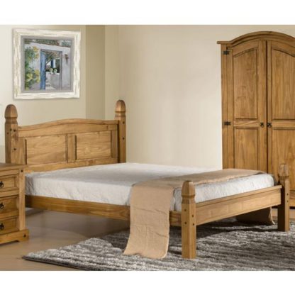 An Image of Corona Wooden Low End Double Bed In Waxed Pine
