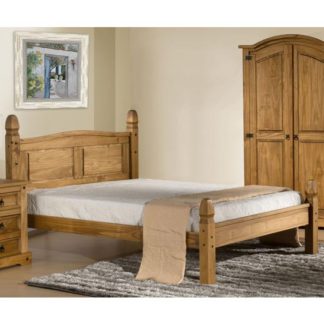 An Image of Corona Wooden Low End Small Double Bed In Waxed Pine