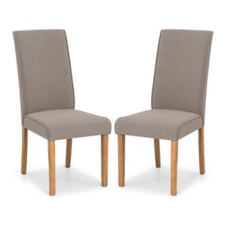 An Image of Seville Taupe Linen Fabric Dining Chair In Pair