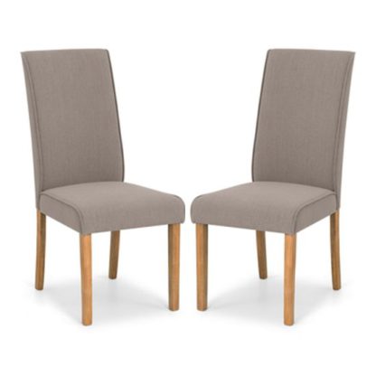 An Image of Seville Taupe Linen Fabric Dining Chair In Pair