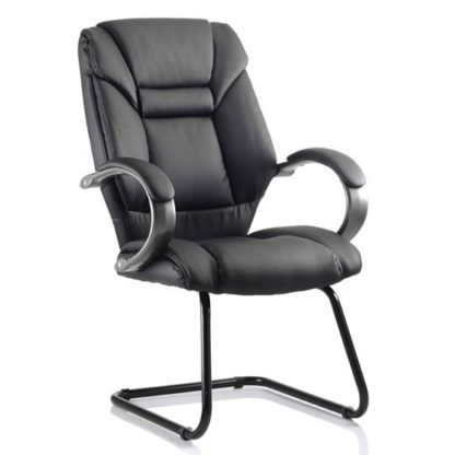 1c3b1394d092fc8bc070910f793066101a959f4fb1e46913ef3ee7bd55cca0fb.jpg An Image of Galloway Leather Cantilever Office Chair In Black With Arms
