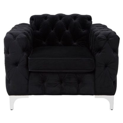 An Image of Guniibuu Hard Wood Chesterfield Lounge Chaise Chair In Black Vel