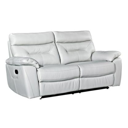 An Image of Tiana Contemporary Recliner 3 Seater Sofa In Putty Faux Leather