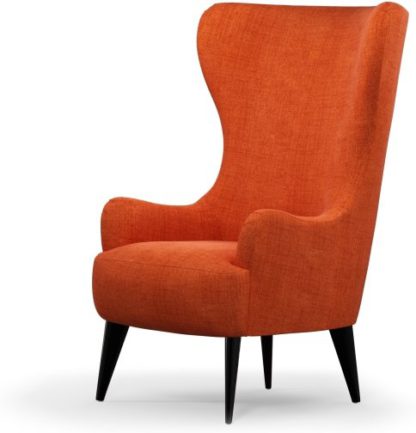 1c89cee26b4a52e3f6dca4487d6c0fc13d2392e2b1c5e22deb1e6383fefed73a.jpg An Image of Custom MADE Bodil Accent Armchair, Rust Orange with Black Wood Leg