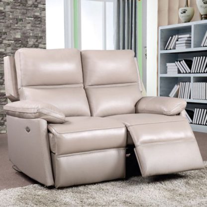 An Image of Bailey Leather 2 Seater Recliner Sofa In Taupe