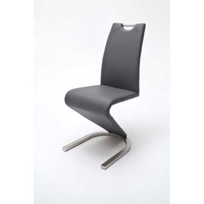 1ce065c27b7beac7274610fef1489d083d116d98c79b536c7cb68c270c6748f3.jpg An Image of Amado Z Grey Faux Leather Metal Swinging Dining Chair