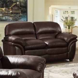 An Image of Fernando Full Bonded Leather 2 Seater Sofa In Brown