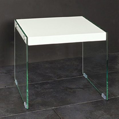 An Image of Olymp High Gloss Top Side Table With Glass Legs