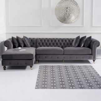 An Image of Nesta Chesterfield Left Corner Sofa In Grey Velvet