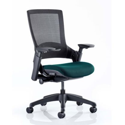 1d74a91c65c591840cd85fe8c3472b26fb347a7fdac87dd321fa1c946c30b9b5.jpg An Image of Molet Black Back Office Chair With Maringa Teal Seat